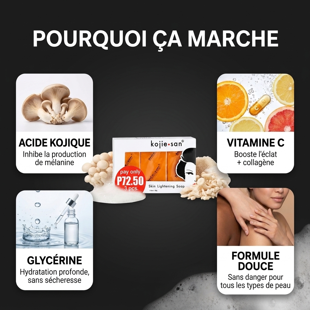 Savon KOJIC SAN  (65g*3 ) 100% Authentique — Visage & Corps